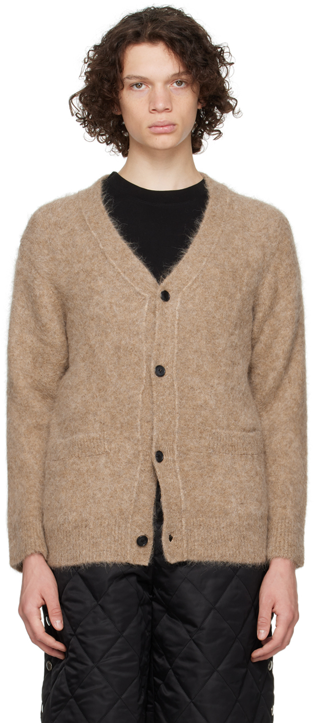 Beige Y-Collar Cardigan