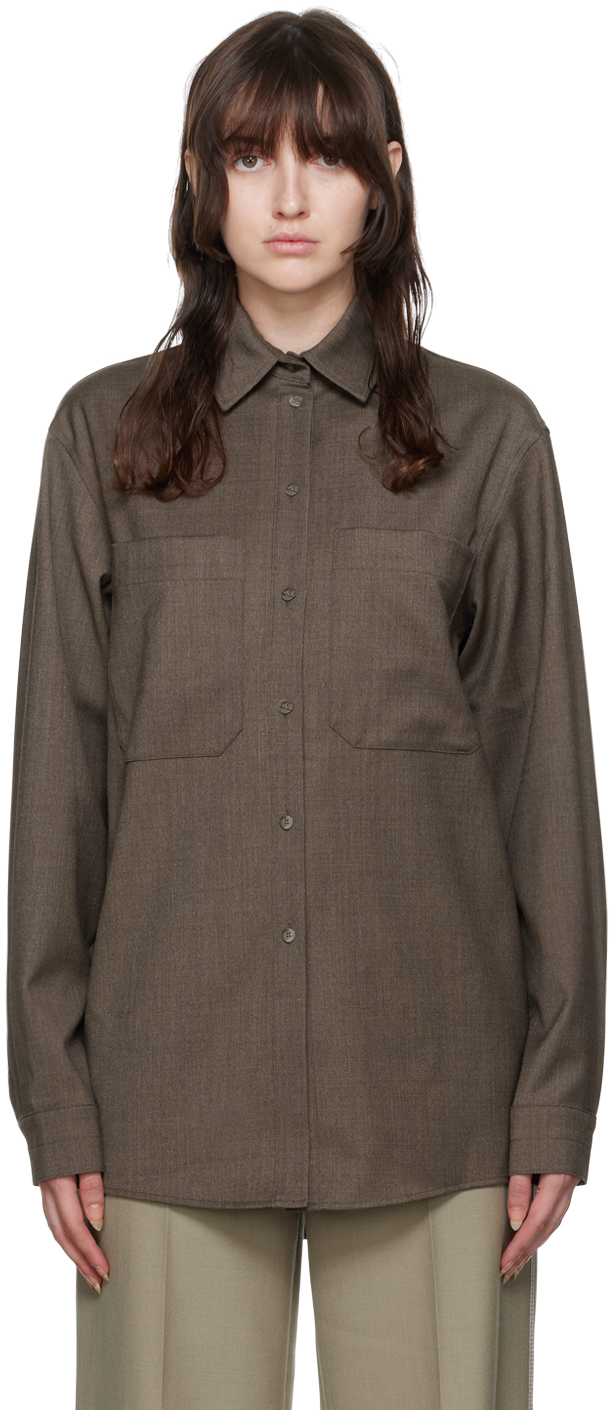 Brown Spread Collar Shirt