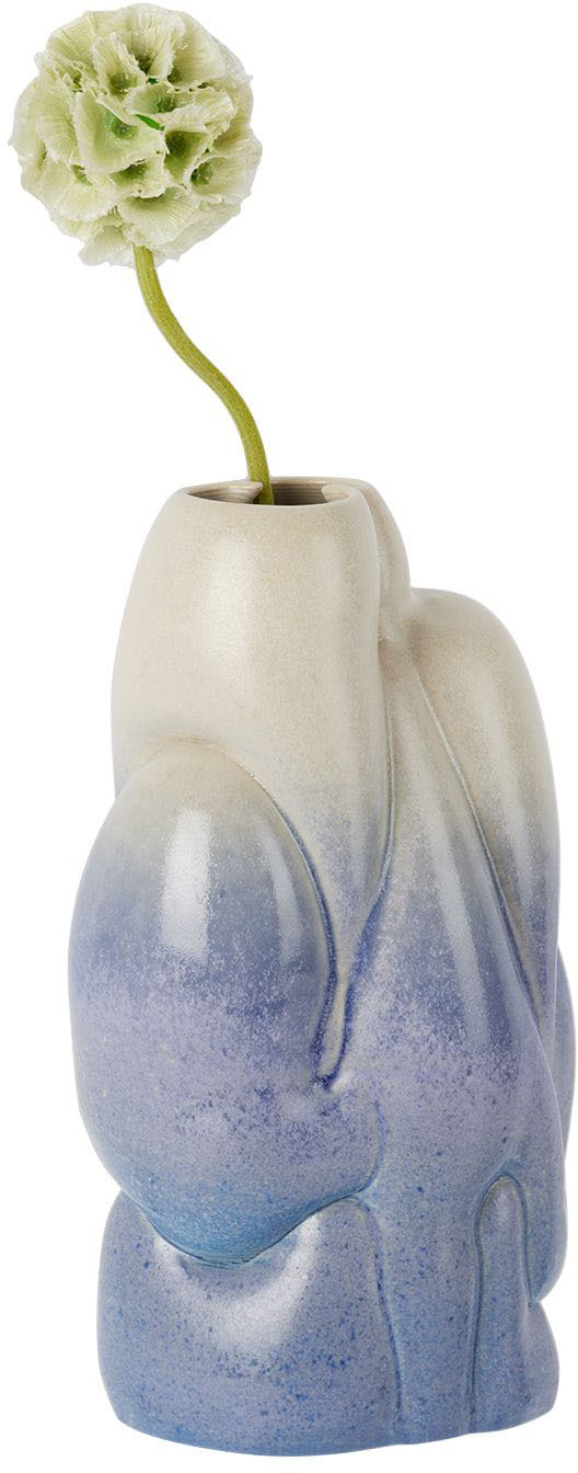Polymorf Ssense Exclusive White & Blue Bubbler Vase In Blue To White