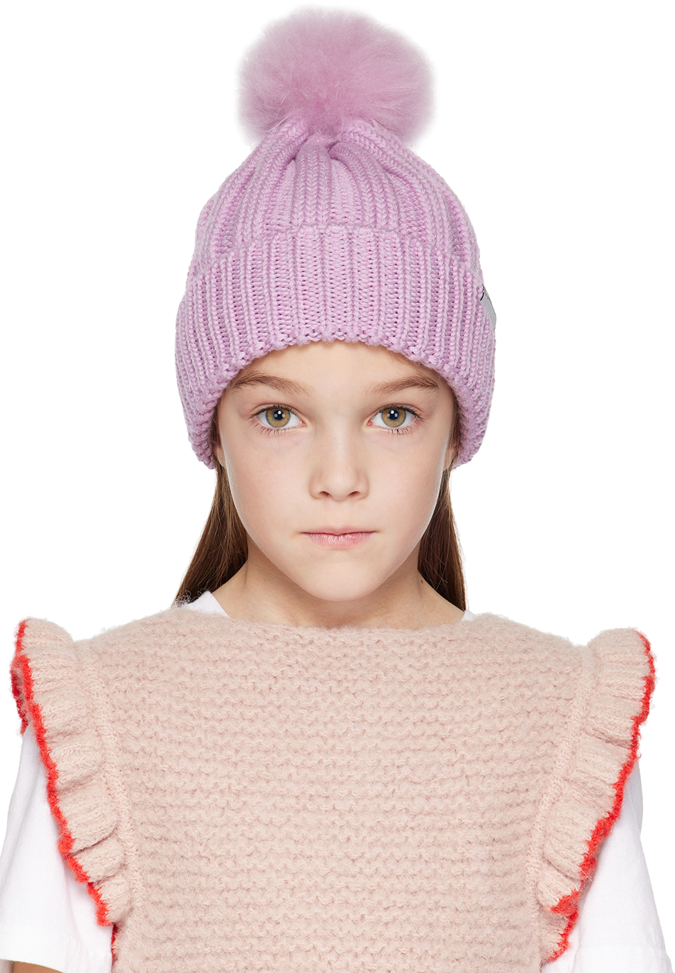 Woolrich Kids Purple Pom Pom Beanie