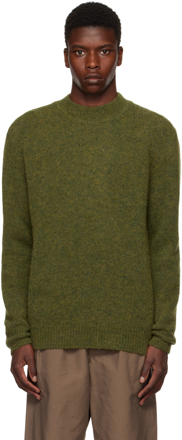 Khaki Crewneck Sweater by PRESIDENT's on Sale