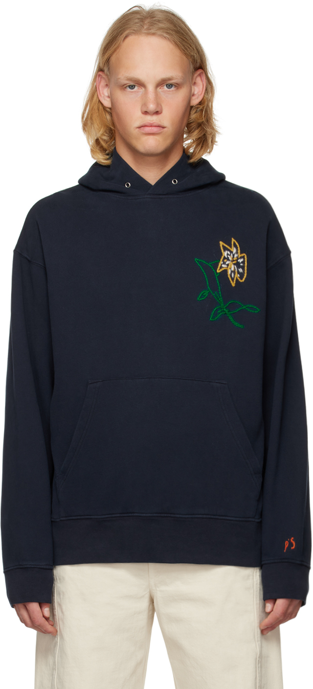 PRESIDENT'S NAVY EMBROIDERED FLOWER HOODIE