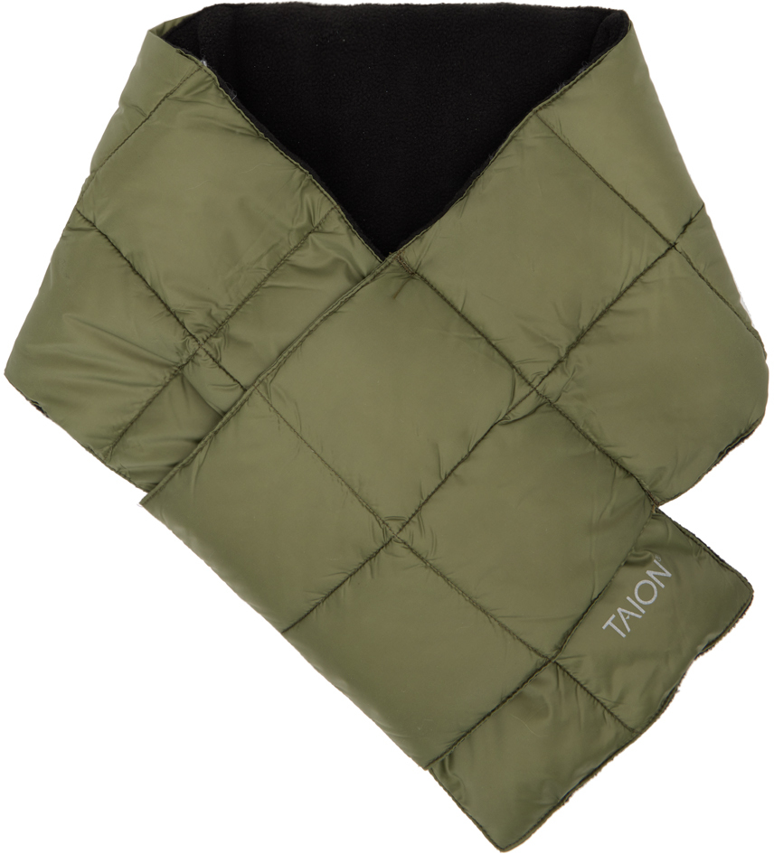 Taion Khaki Basic Down Scarf In Olive