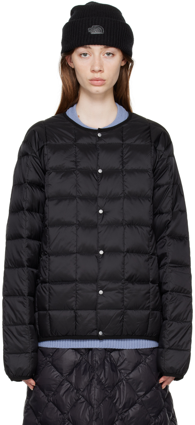 Taion Black Oversized Down Jacket In Black／d.charcoal