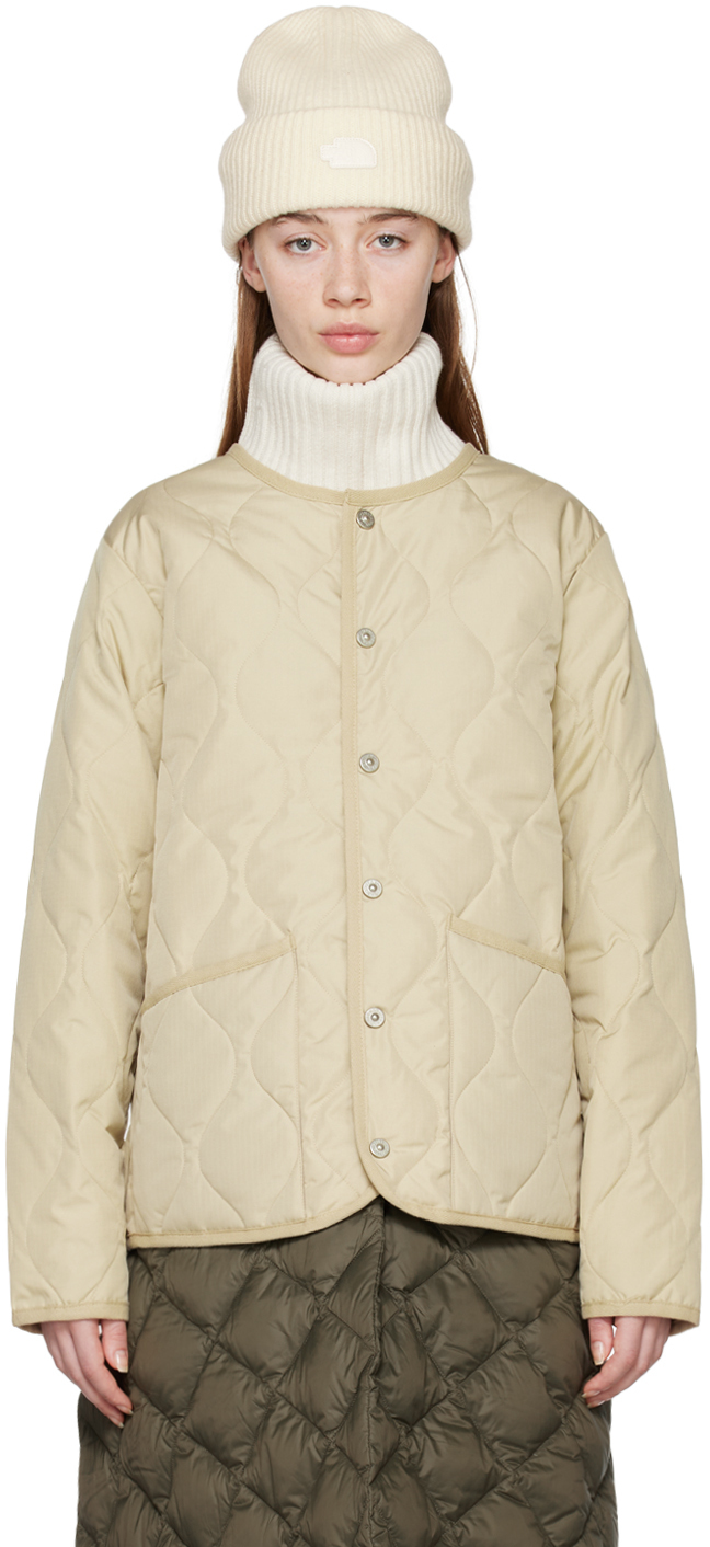 Taion Beige Military Down Jacket In Cream