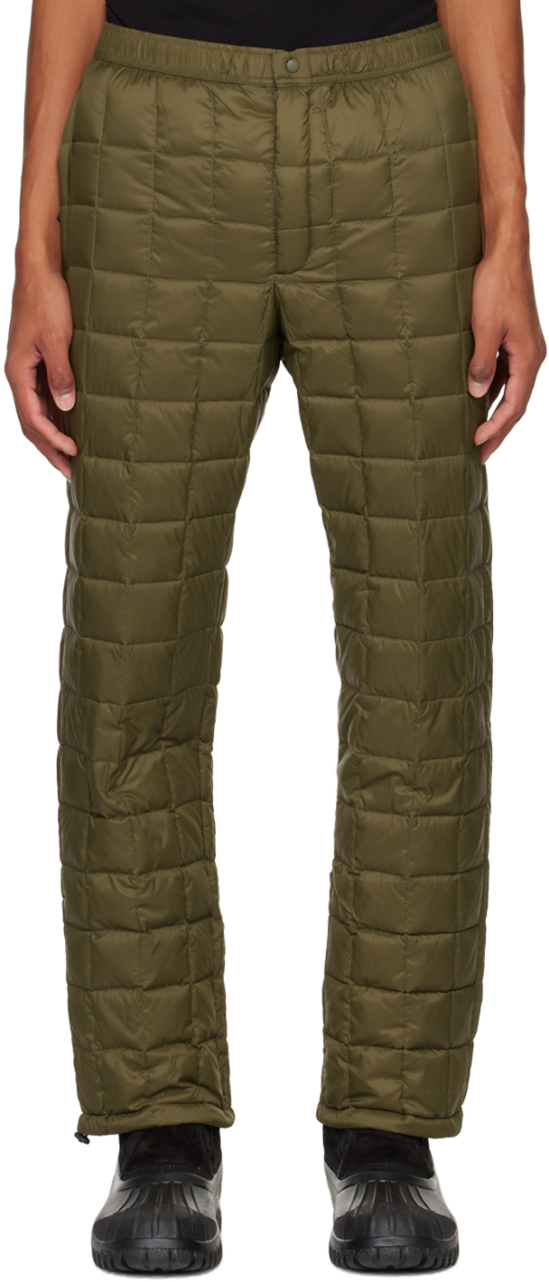 Khaki Mountain Down Trousers by TAION on Sale