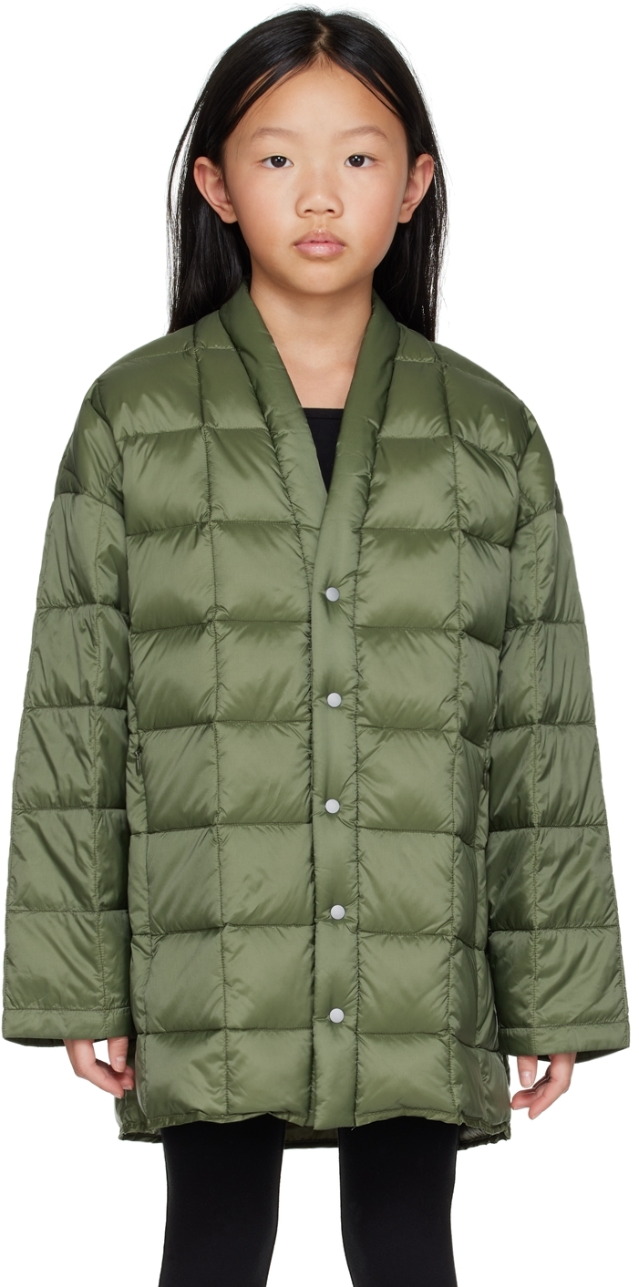 Taion Kids Green Haten Down Jacket In Olive/d.olive