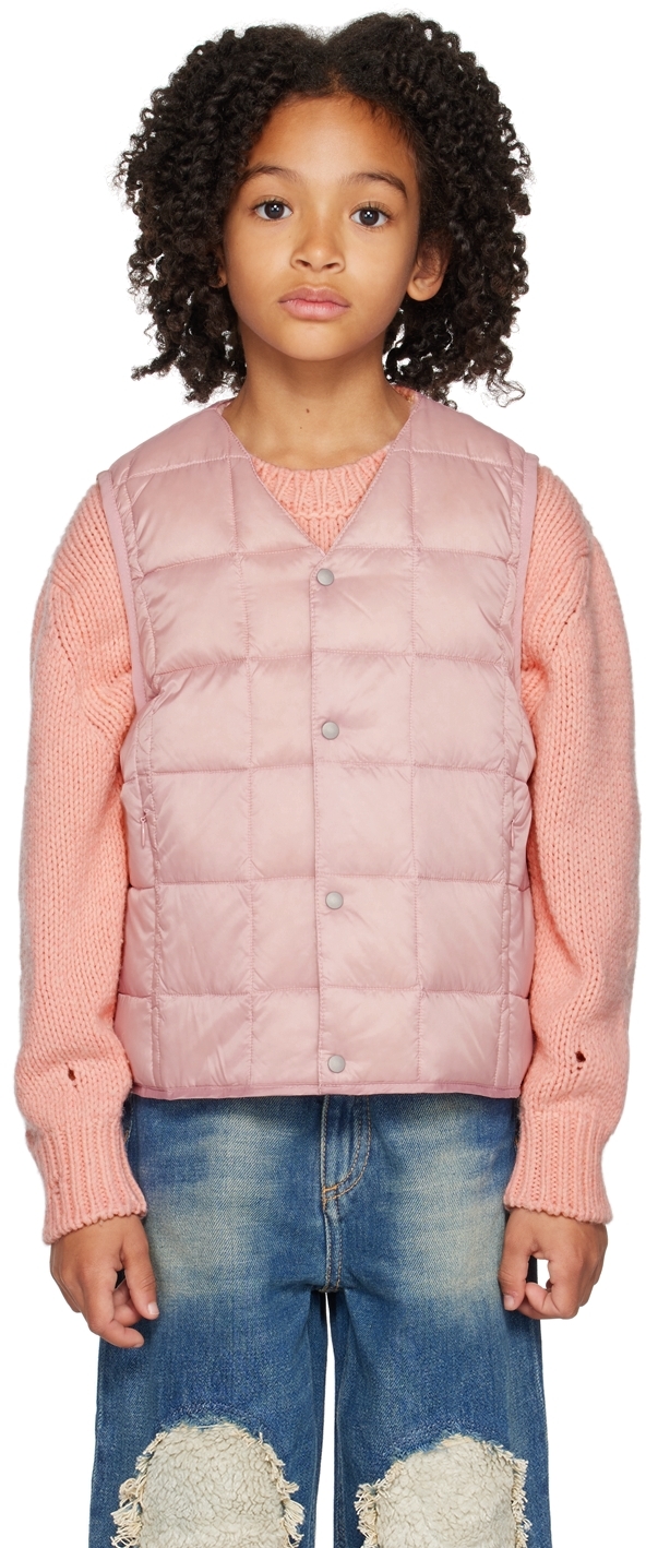 Taion Kids Pink V-neck Down Vest In L.pink