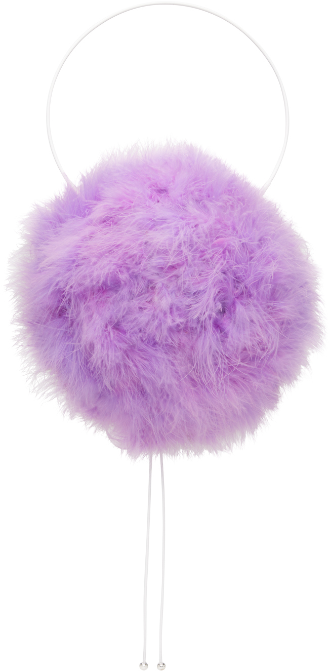 FAL-ASH Purple Feather Hoop Bag