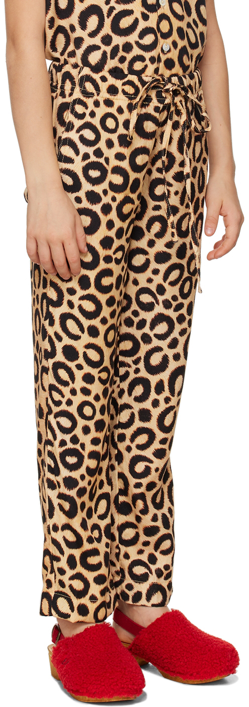 Endless Joy Kids Beige Leopard Lounge Pants In Multi