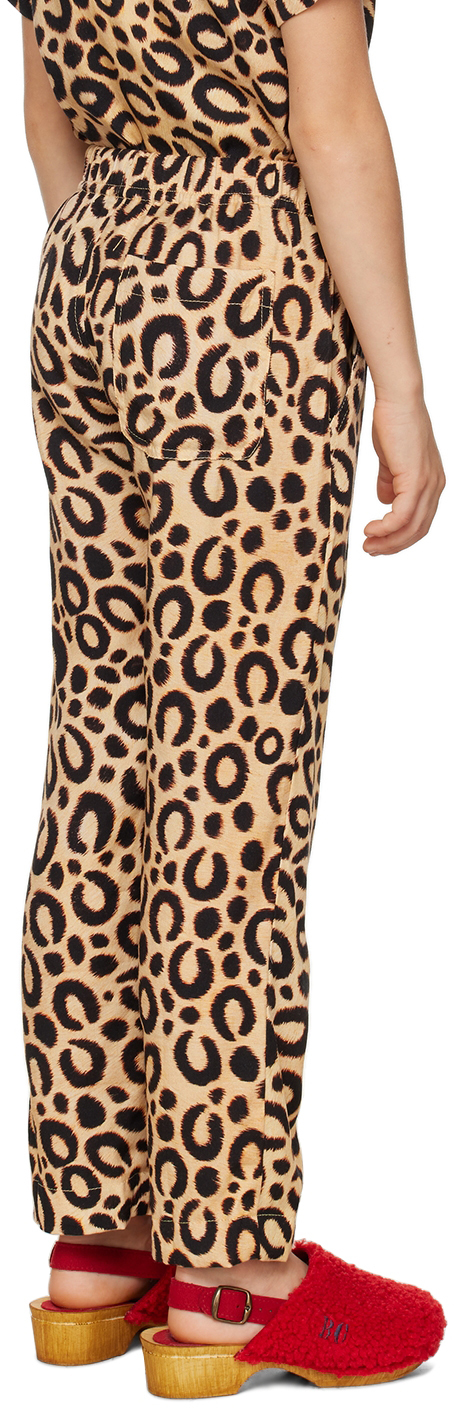 Endless Joy Kids Beige Leopard Lounge Pants In Multi