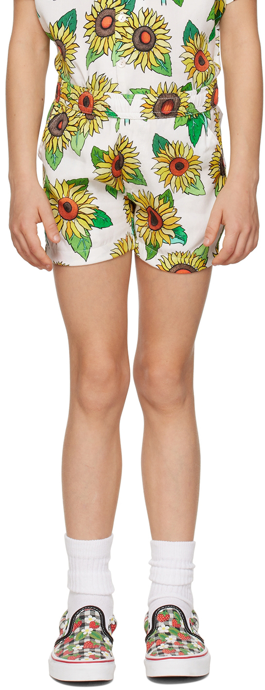 Endless Joy Kids White Sunflower Shorts