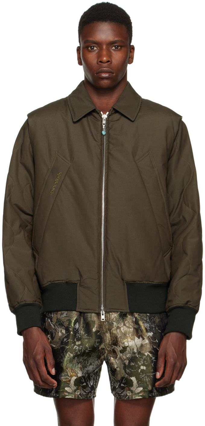 4SDESIGNS: Khaki Split Bomber Jacket | SSENSE