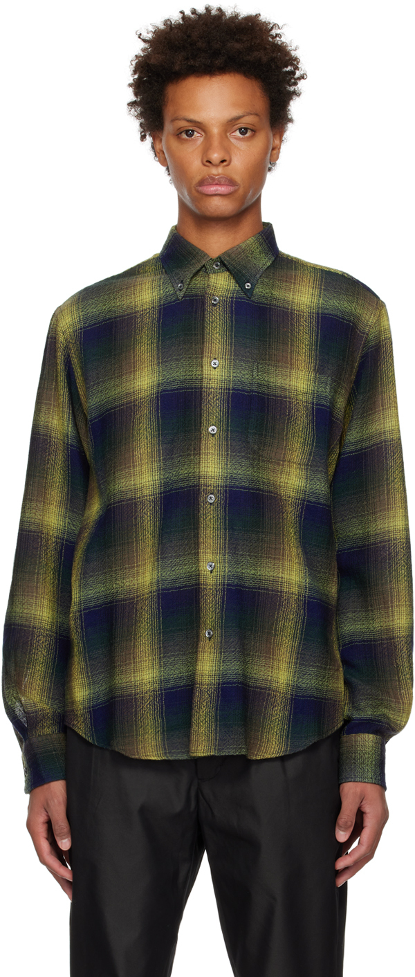 Shop 4sdesigns Green & Navy Classic Sp Shirt In 4870 Navy/yellow