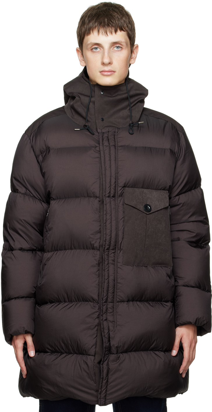 Brown Cyclone Combo Down Parka by Ten c on Sale