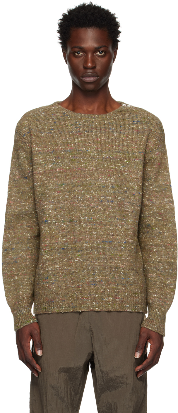 RANRA: Khaki Shoulder-Zip Sweater | SSENSE