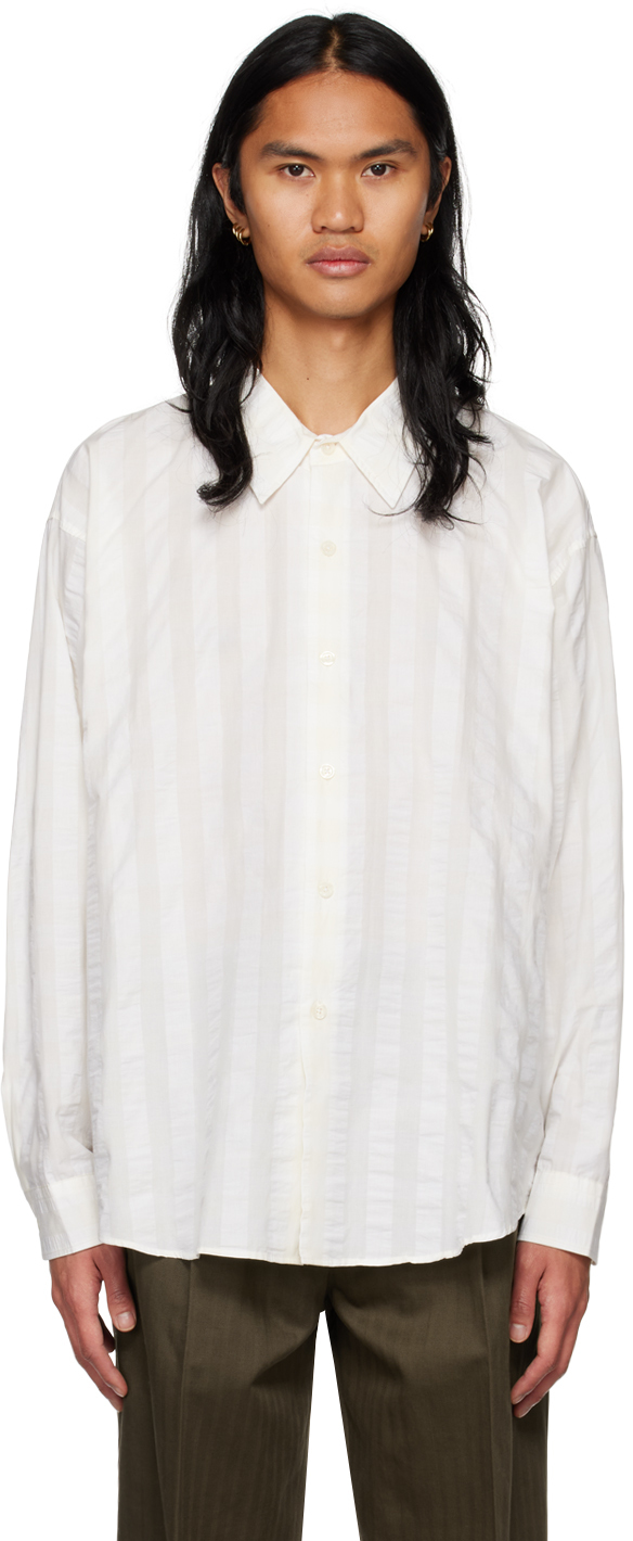 Mfpen Off-white Exact Shirt In Wide Seersucker