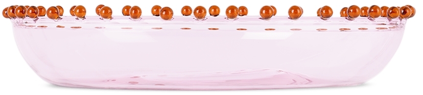 Fazeek Pink Pearl Platter In Pink/amber