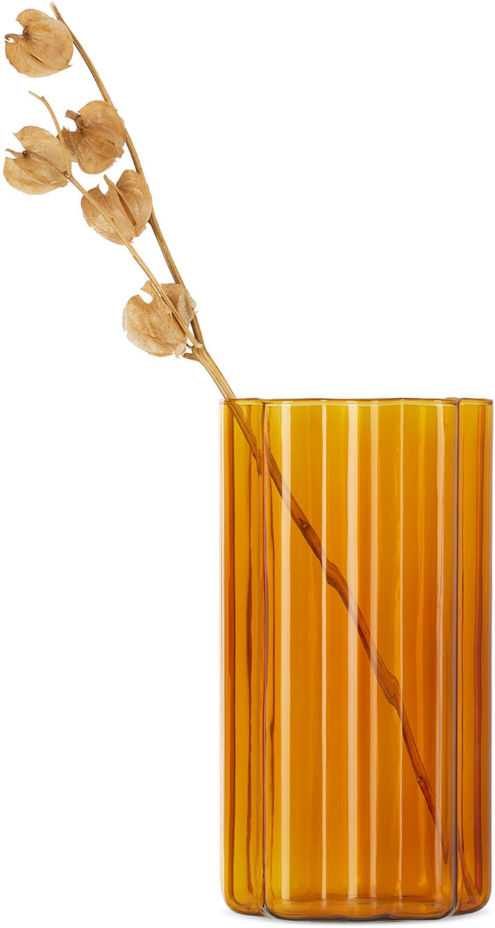 Fazeek Orange Wave Vase In Amber