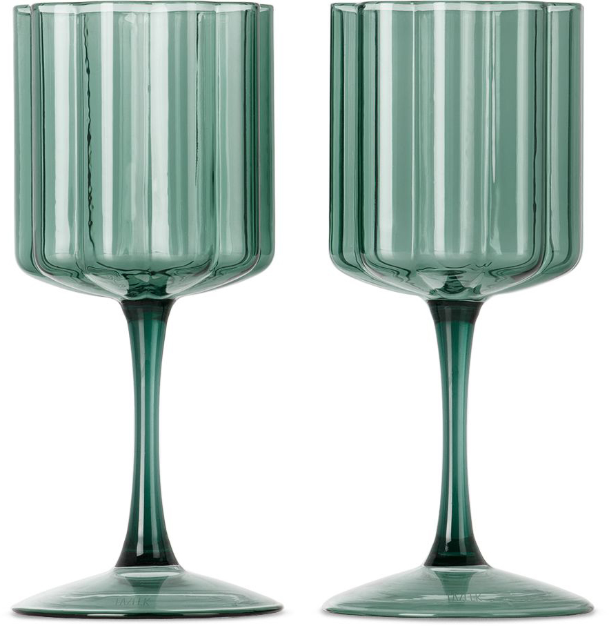 Fazeek Green Wave Wine Glass Set In Teal