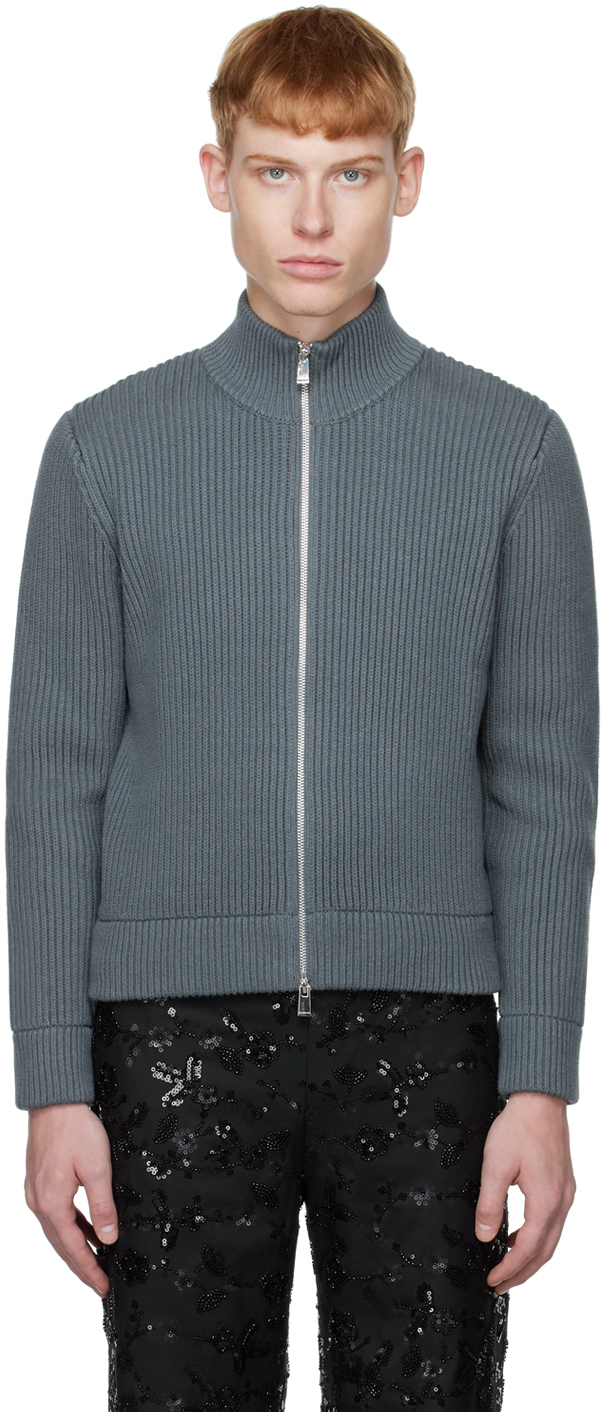CALVINLUO Gray Zip Sweater