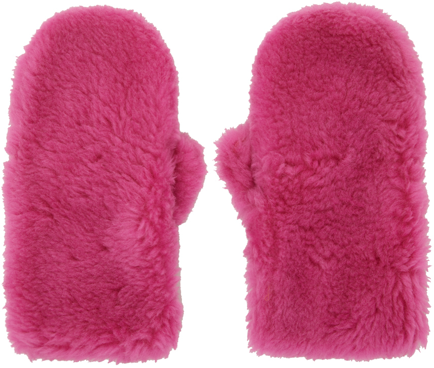 Pink Shearling Mittens