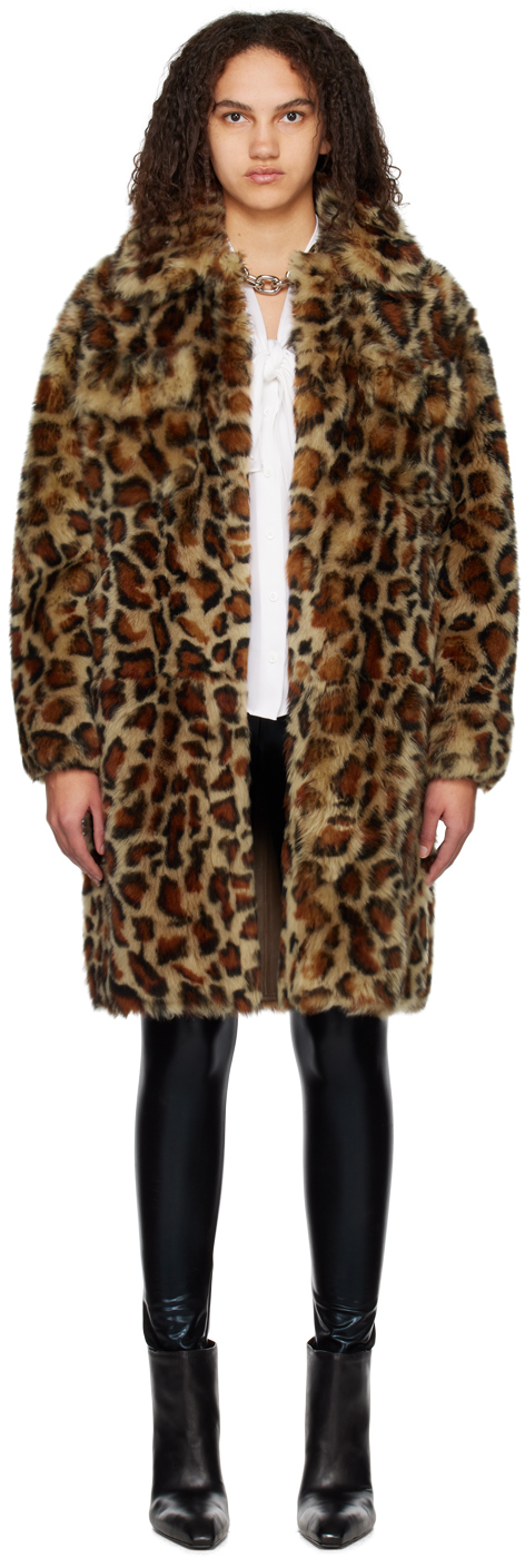 Yves Salomon Brown Reversible Leopard Fur Coat In B2321 Brown Leopard