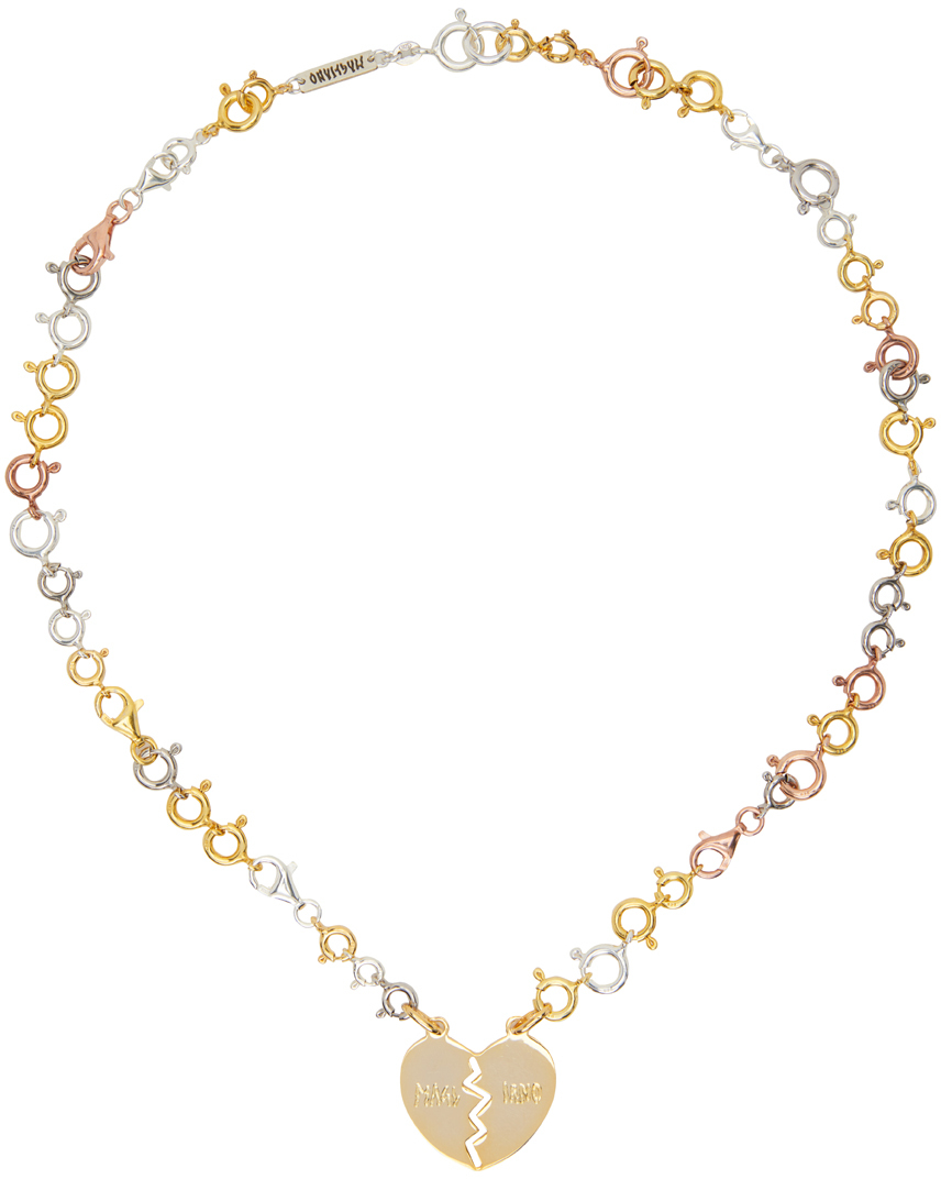Magliano Multicolor Broken Heart Necklace In 3 Silver Plated Gold