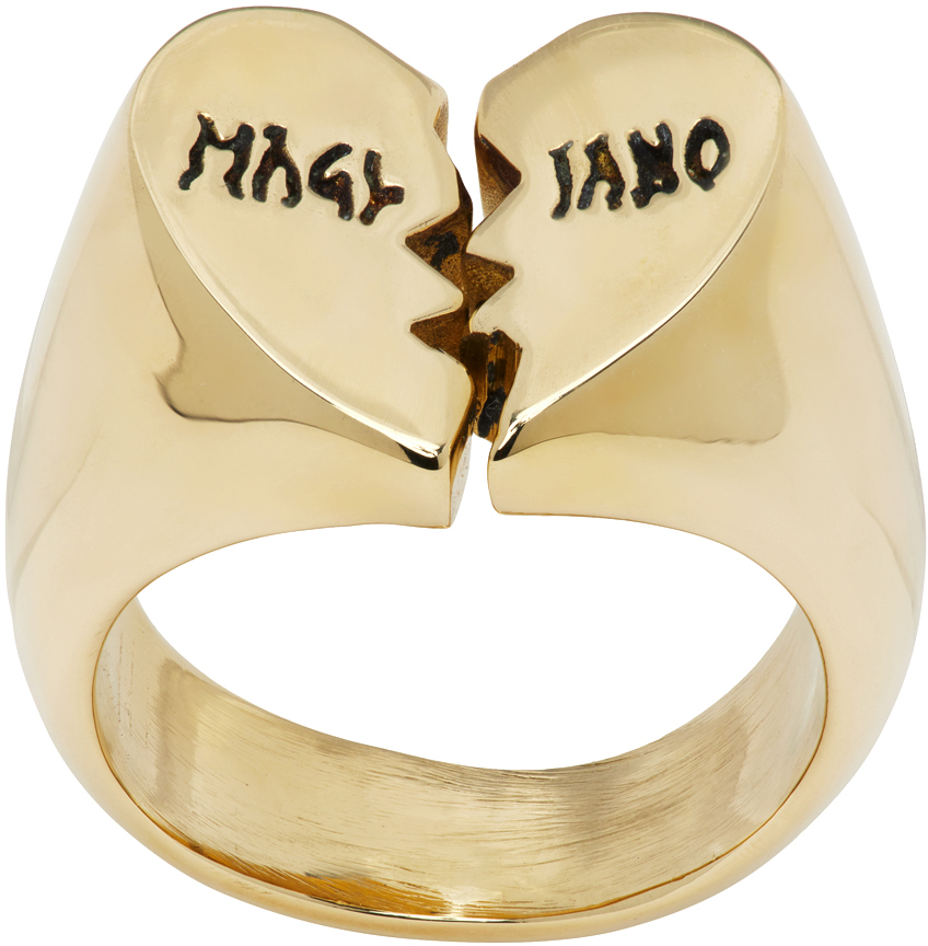 Gold Hammered Heart Ring Ssense Uomo Accessori Gioielli Anelli 