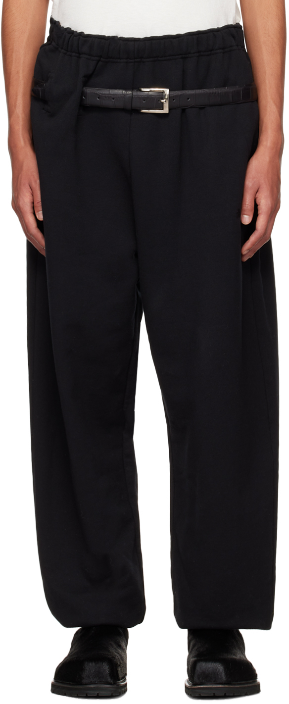 Black Belted Trousers by Magliano on Sale