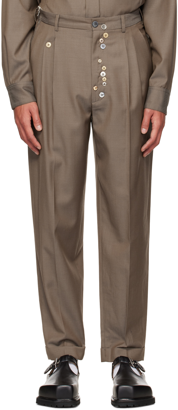 Magliano Brown Classic Double Pleats Trousers