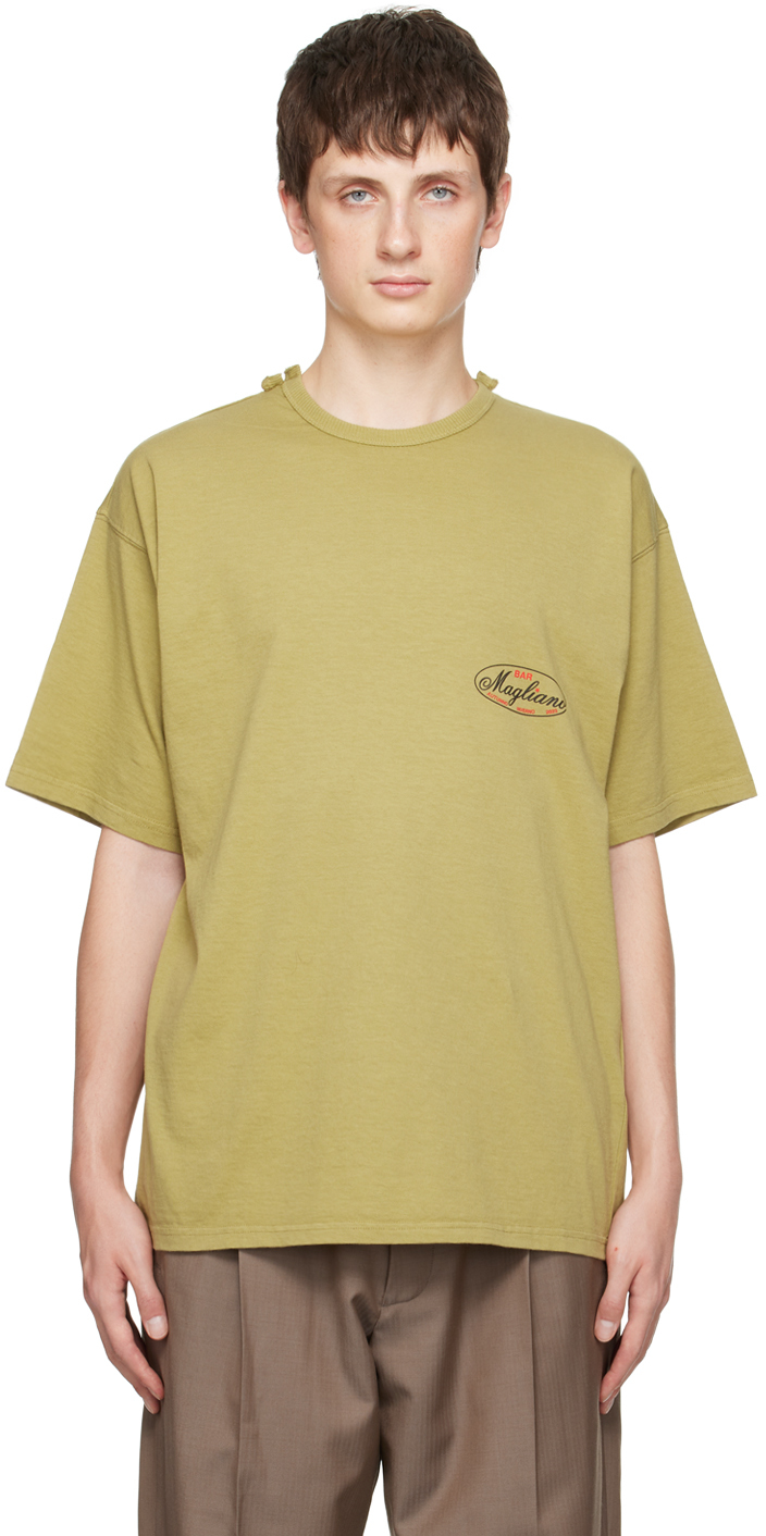 Khaki Magliano Bar T-Shirt by Magliano on Sale