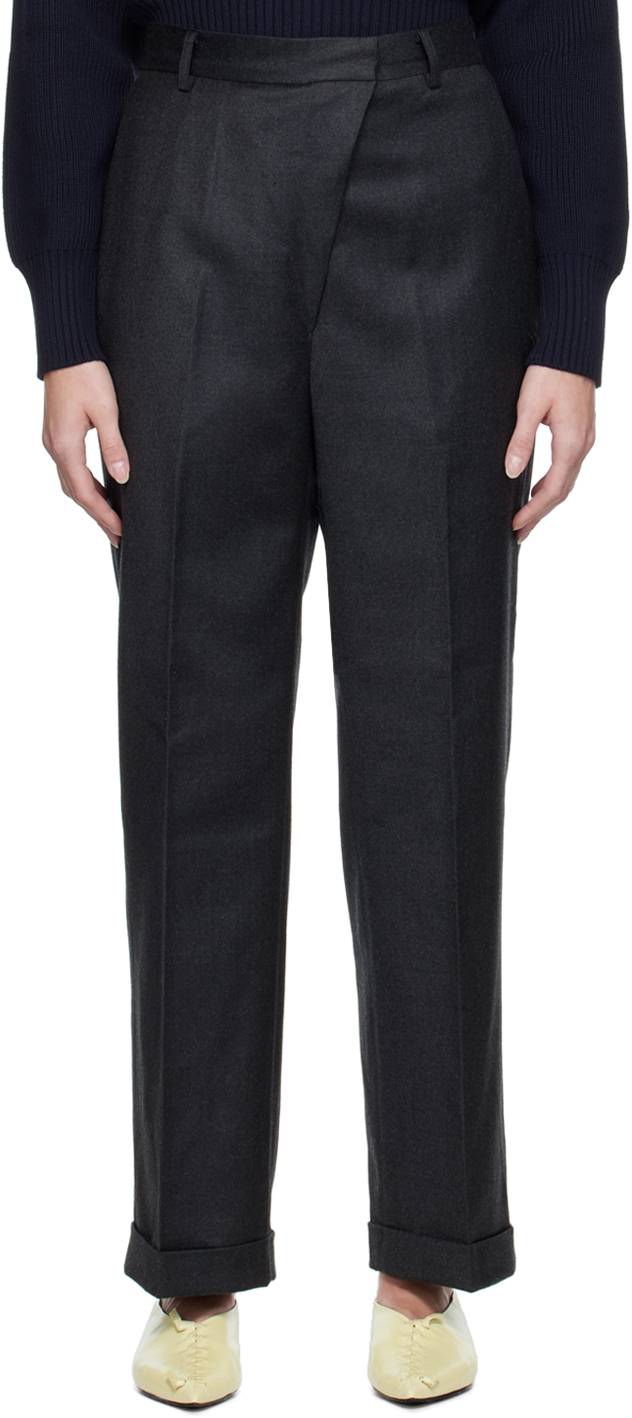 DRAE Gray Oblique-Front Trousers