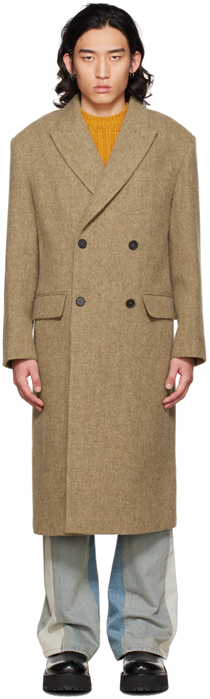 DRAE SSENSE Exclusive Beige Double-Breasted Coat