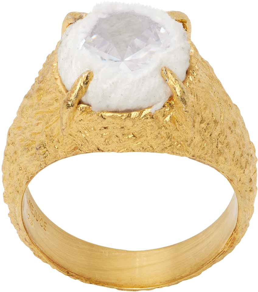 Ssense Uomo Accessori Gioielli Anelli Gold V-Logo Signet Ring 