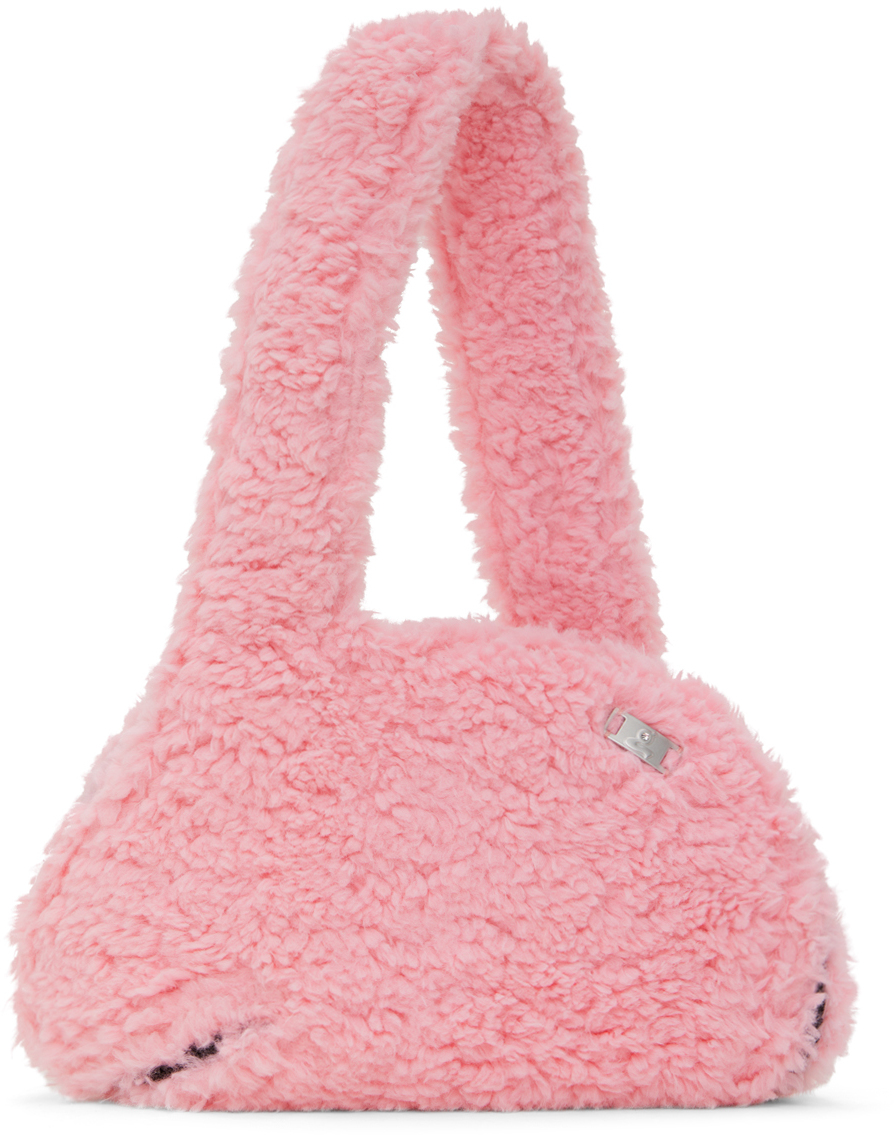 Grape Pink Space-saving Flattenable Bag In Pink Shearling