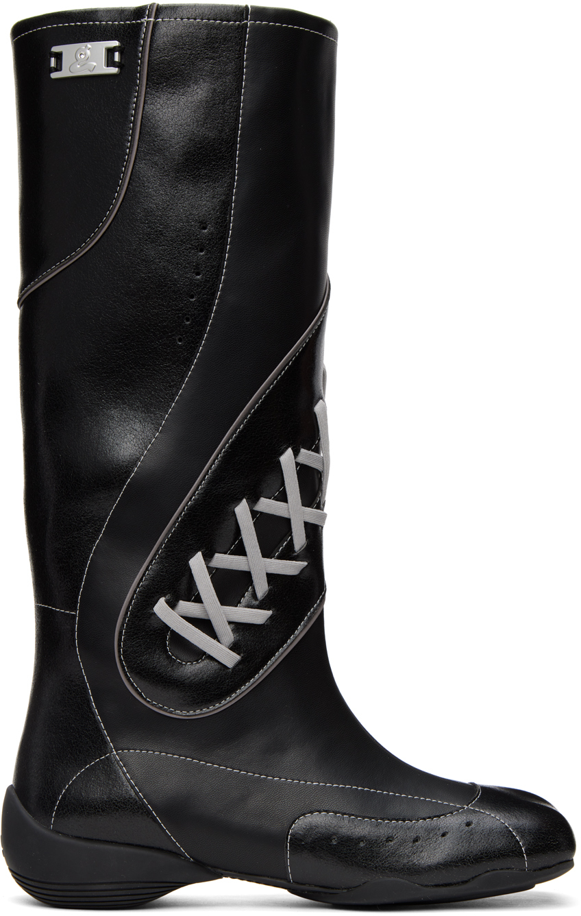Black Sport Lace-up Boots