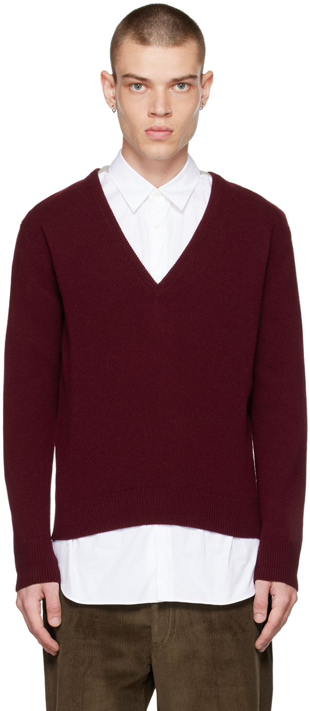 Burgundy V-Neck Sweater