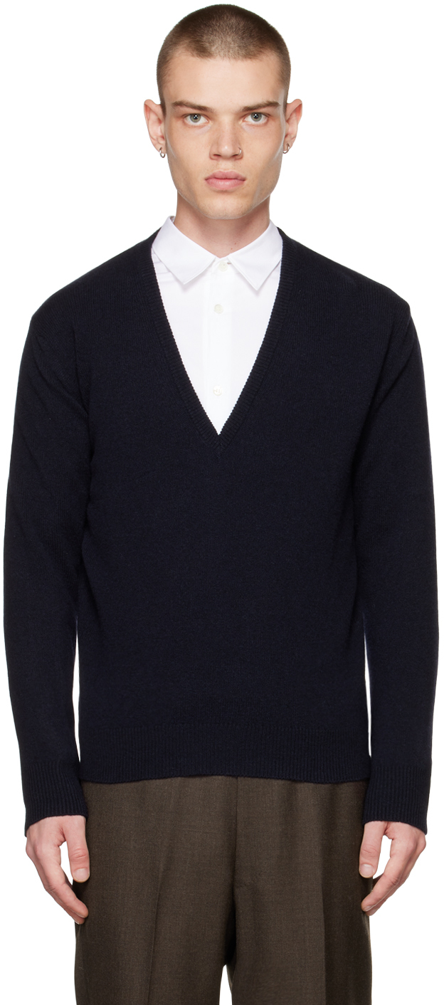 Husbands Navy V-Neck Sweater