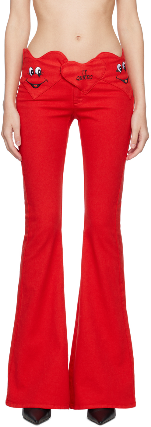 Abra Red Corazon Denim Trousers