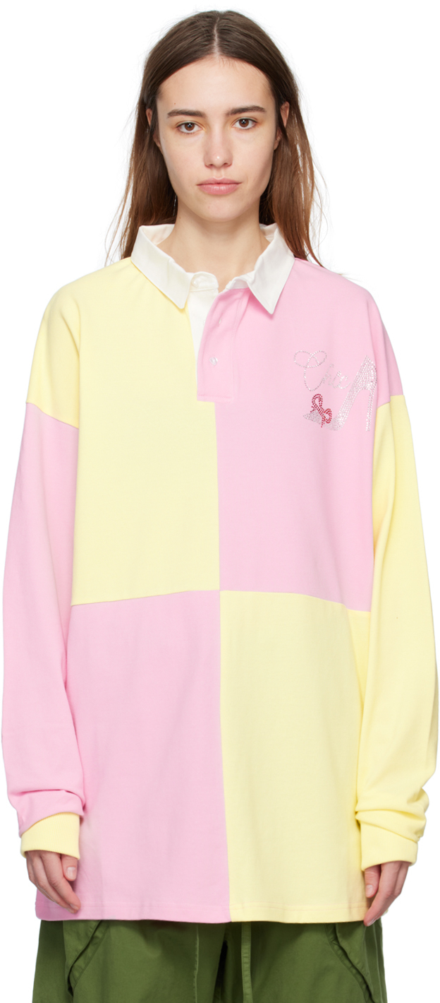Abra Pink & Yellow Lord Polo In Pink/yellow