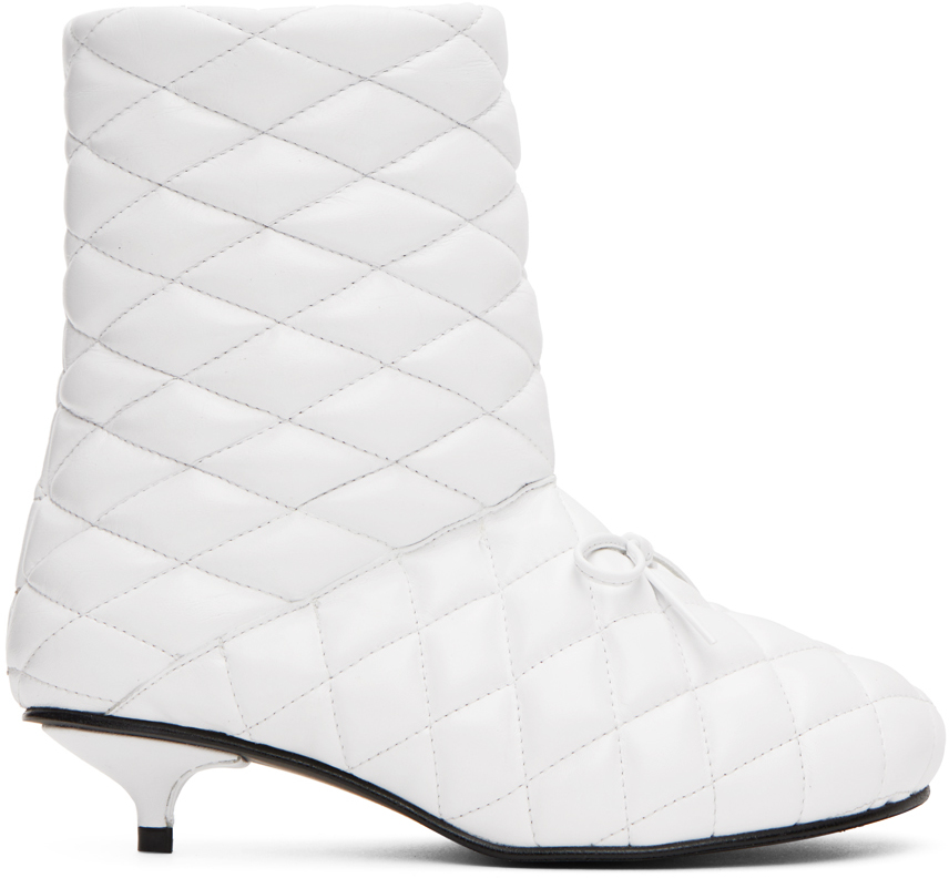 Abra White Quilted Boots