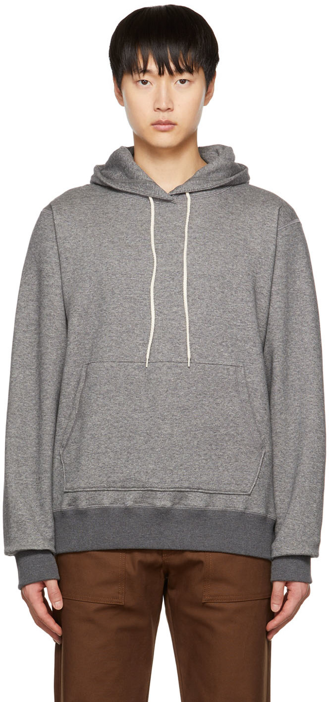 Gray Cotton Hoodie by Naked & Famous Denim on Sale