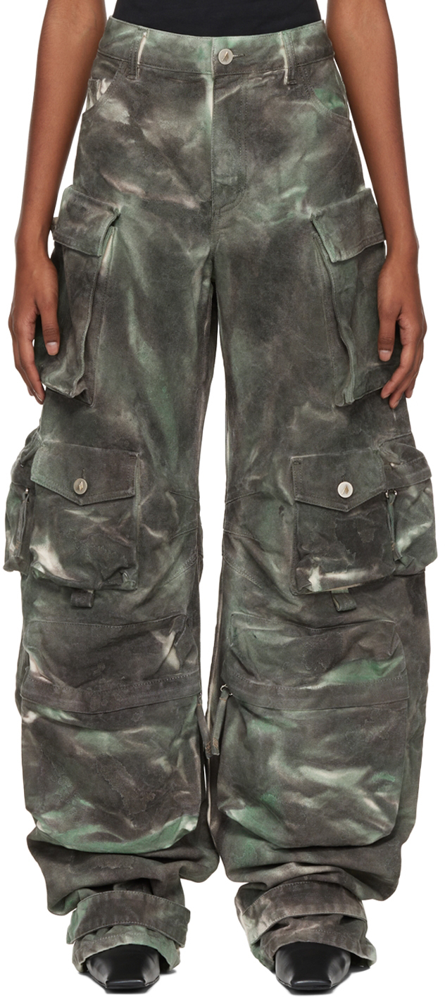 Flap Pocket Details Acid Wash Cargo Jeans In Black