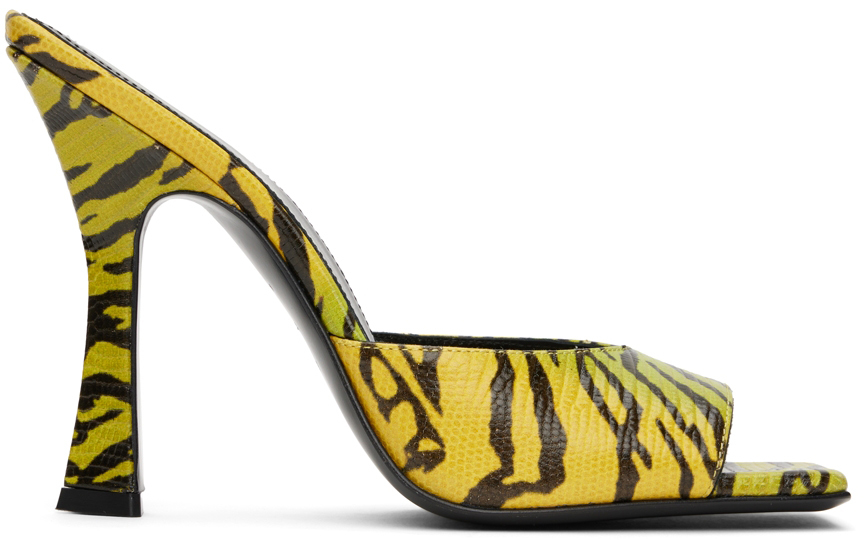 The Attico Green & Yellow Anais Heeled Sandals