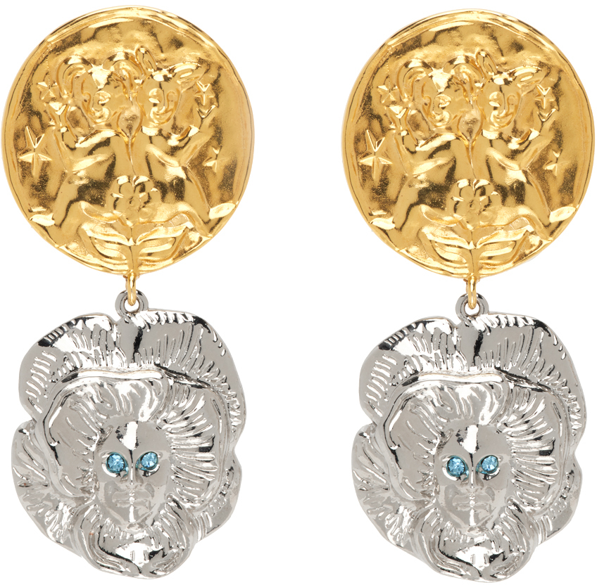 Chopova Lowena Gold & Silver Gemini Lady Drop Earrings In Silver/gold