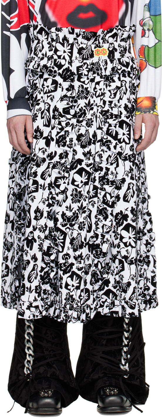 Chopova Lowena Black & White Wallpaper Midi Skirt