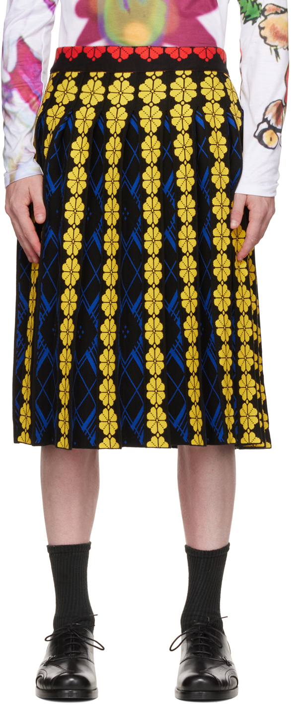 Chopova Lowena Black Floral Midi Skirt