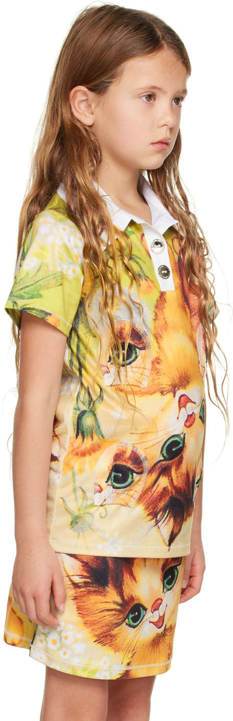 CHOPOVA LOWENA SSENSE EXCLUSIVE KIDS YELLOW KITTEN EYE POLO