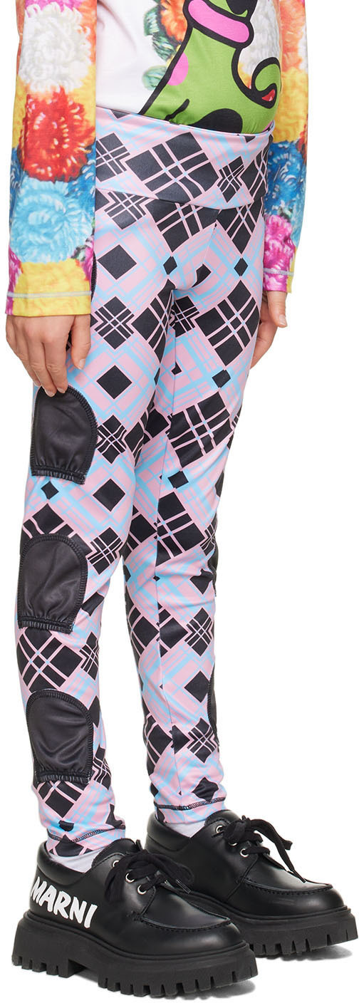 CHOPOVA LOWENA SSENSE EXCLUSIVE KIDS PINK & BLUE 'TARTAN TENNIS BALL' LEGGINGS